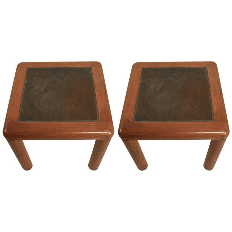 Pair of Teak and Slate Tables by Haslev, f_7864753, from Barbarella Home