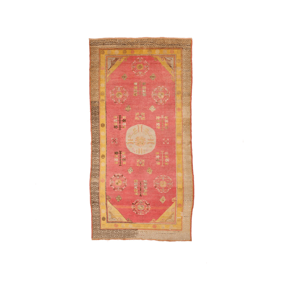 Antique Chinese Khotan rug with soft colors and intricate border — 5'1 x 9'11, 547, from Steppe