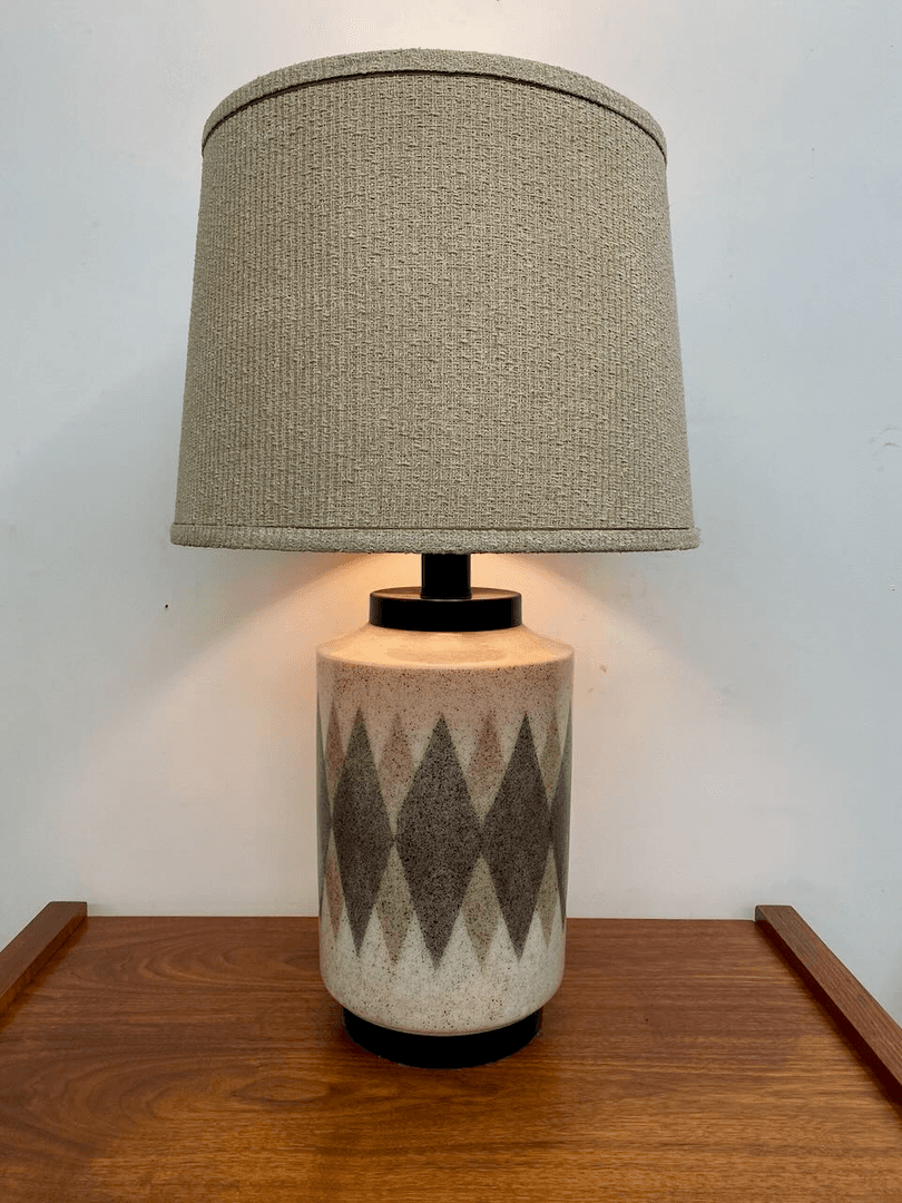 Mid Century Modern Ceramic Diamond Print Table Lamp, from Vintage Concept
