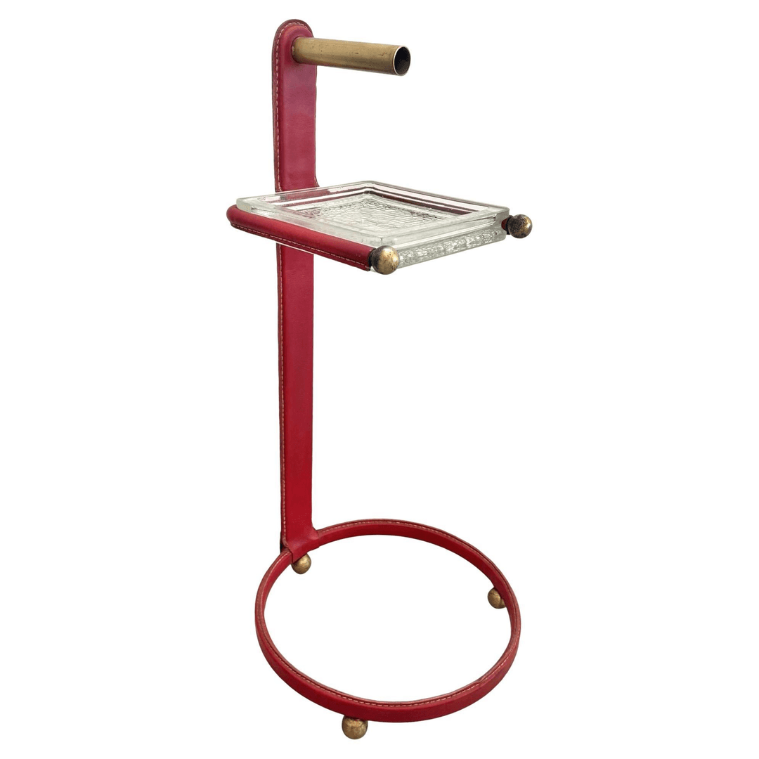 Jacques Adnet Brass and Leather Side Table / Catchall, 1950s France, f_45345152, from Merit
