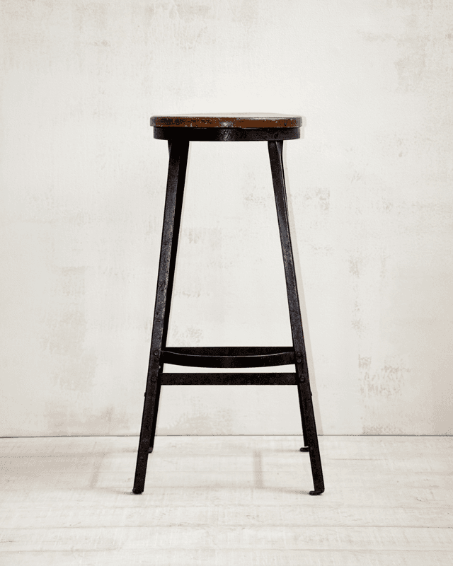 Industrial Metal Stool With Wood Seat S002, S002, from Area Props NYC
