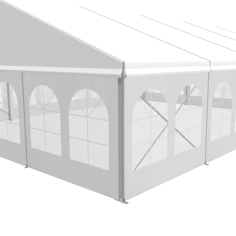 10' Sidewall for Tent - Cathedral Window vinyl White, from Imperial Event Rentals