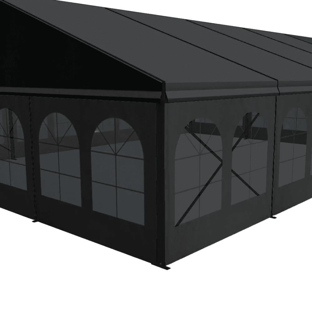 10' Sidewall for Tent - Cathedral Window vinyl Black, from Imperial Event Rentals