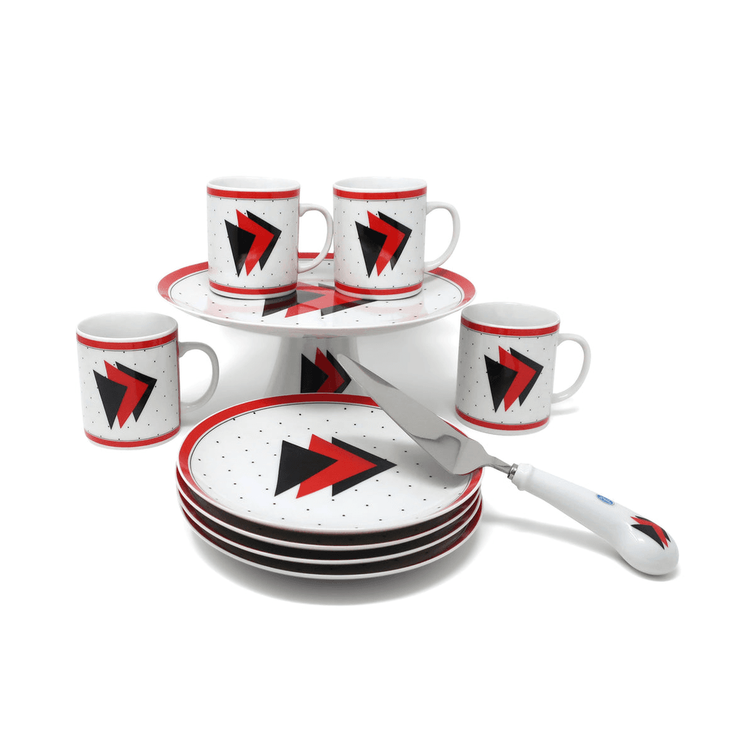 Postmodern Graphix Dessert Set by Saltera Himark 1985, TD1431, from Tenon