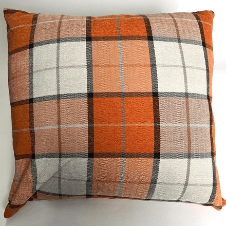 Orange and White Plaid pillow, 01409, from Dudley Props
