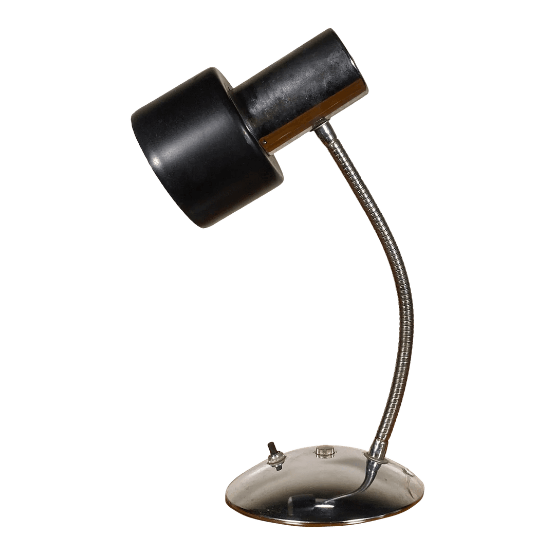 1960s Danish Style Black Metal Table Lamp, from Tiger Oak Brooklyn