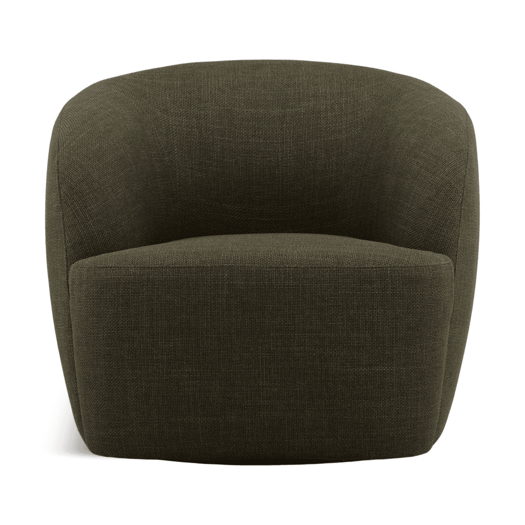 Round Olive Green Swivel Chair, T86000, from Design Mix Furniture