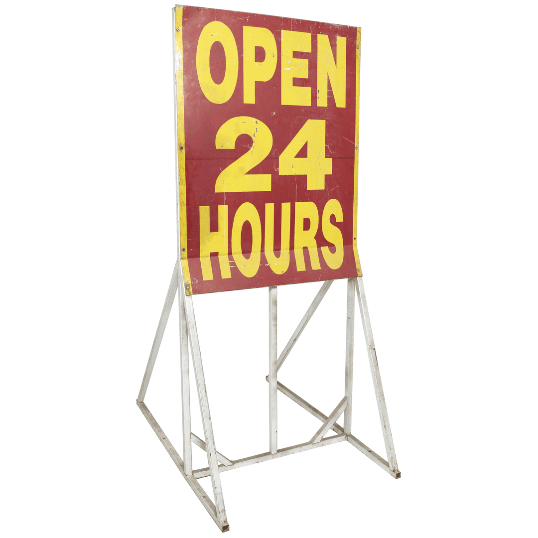 OPEN 24 HOURS SIGN ON STAND, 00349, from Air Designs