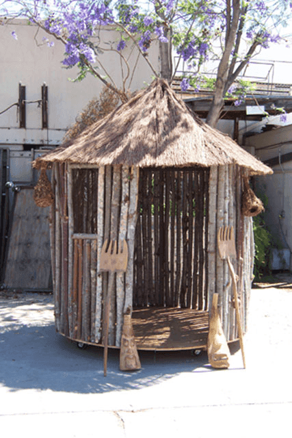 African Hut and tools, from Jackson Shrub
