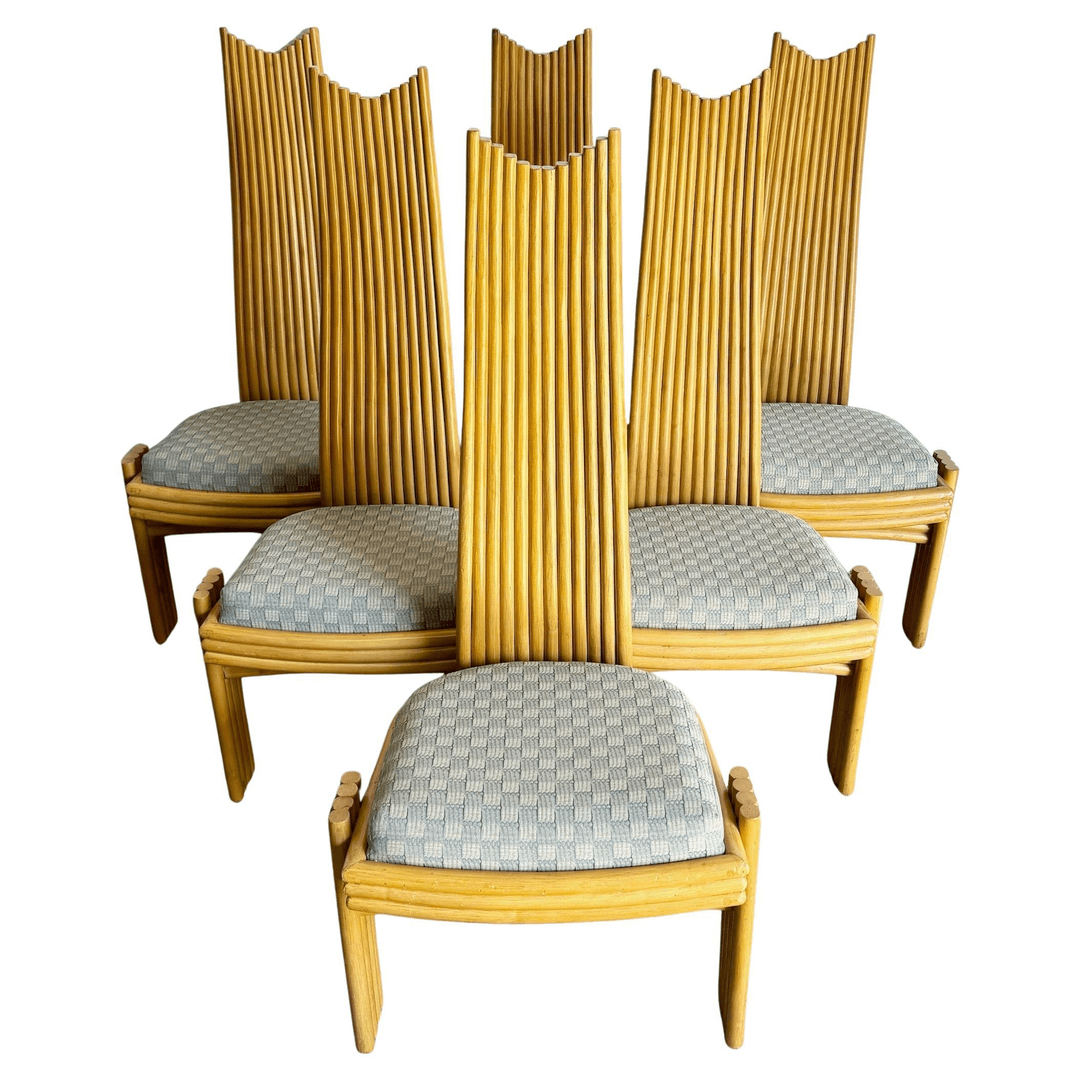 Coastal Boho Rattan High Back Dining Chairs - Set of 6, f_45465232, from Dolphin & Flamingo