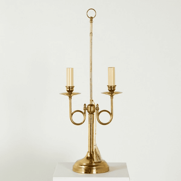 Vintage Brass Bouillotte Lamp Brass 2 Light Table Lamp, 501823, from Gotham Props