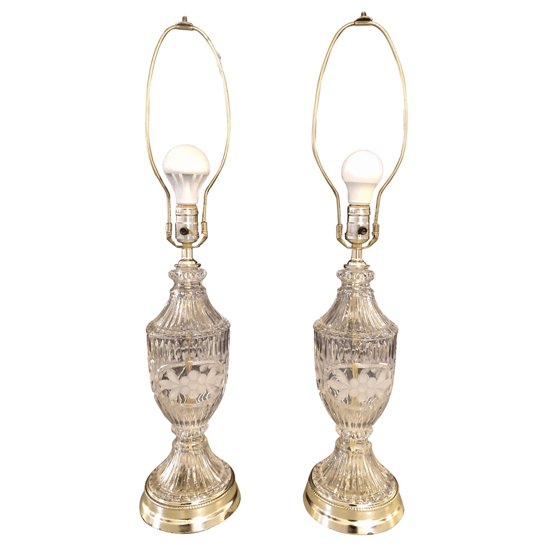 Pair of Cut Glass Lamps Having an Urn Form, 340, from Greenwich Living Design