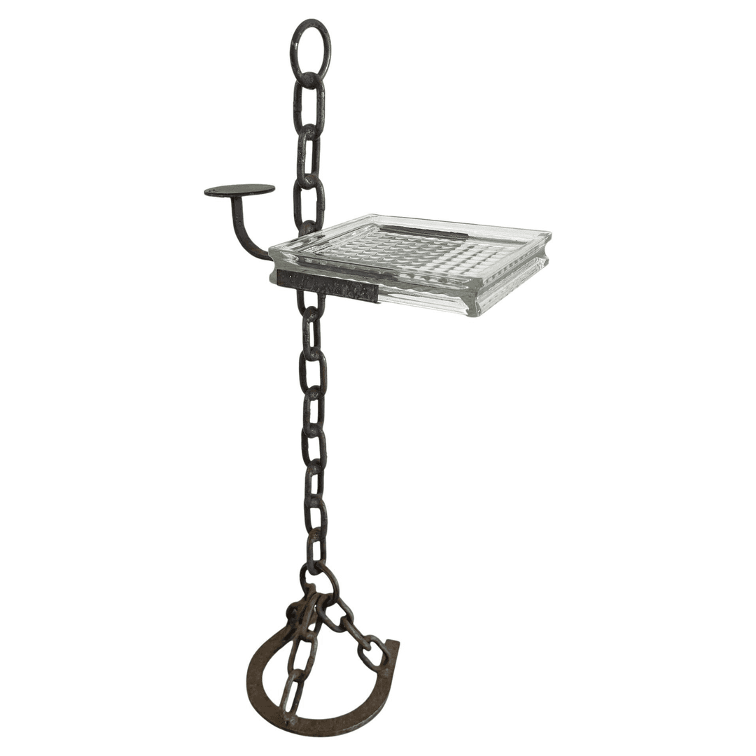 Chain Link Iron and Glass Standing Catchall by Franz West, 1970s Austria, f_44229372, from Merit