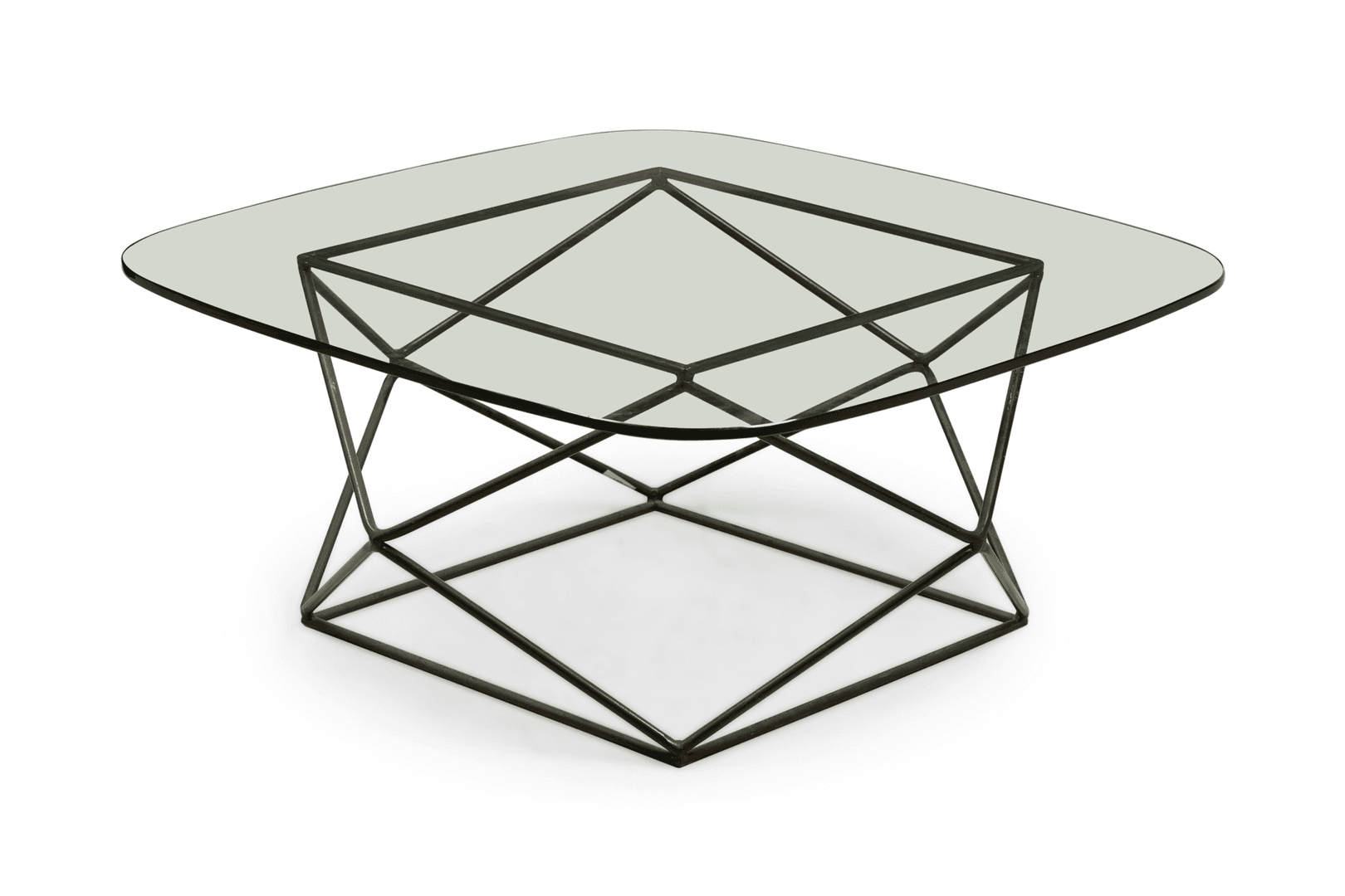American Mid-Century Bronze and Glass Geometric Frame Cocktail / Coffee Table, DUF0004A, from Newel Props