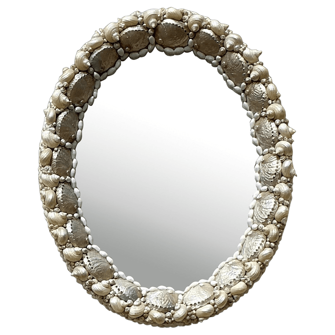 Vintage Coastal Shell Encrusted Oval Mirror, f_42342842, from Show Pony Palm Beach