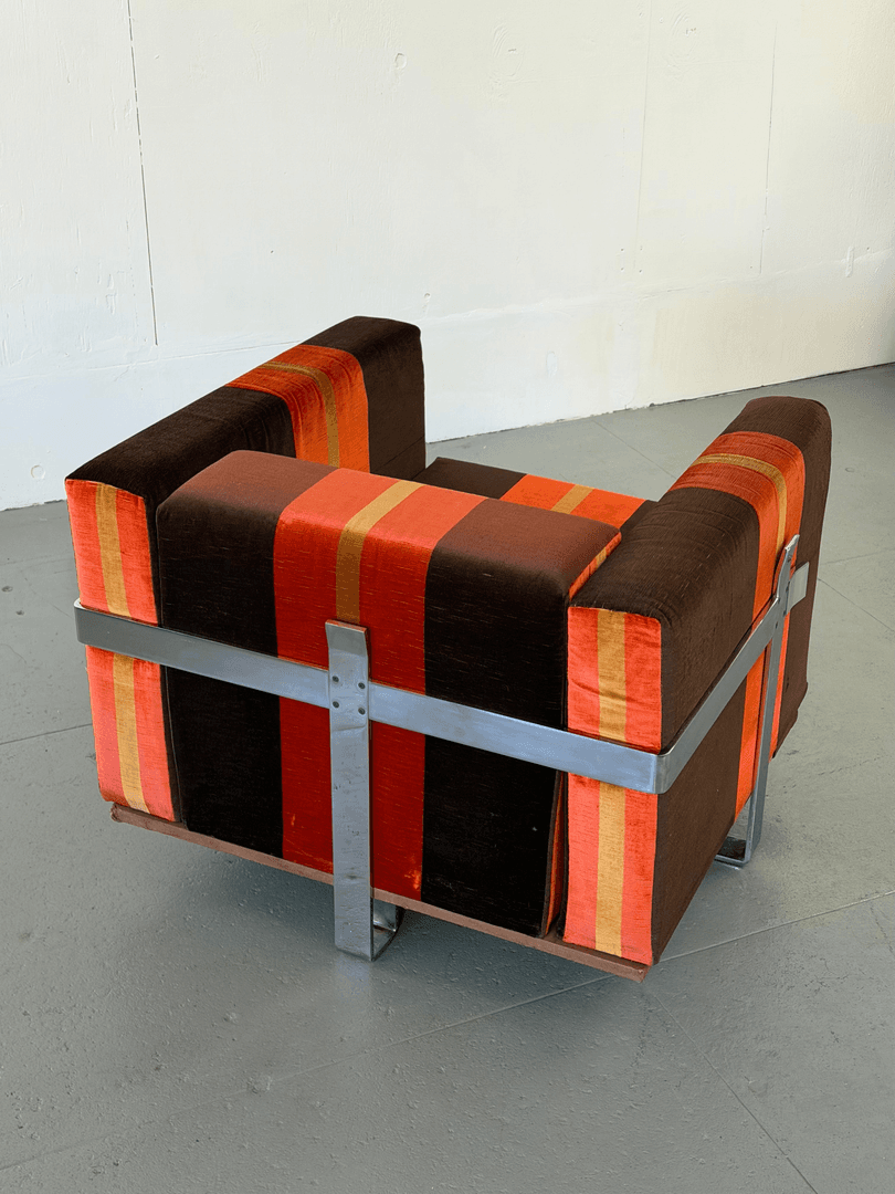 Luigi Caccia Dominioni Steel Frame Armchairs, from Mobili Vintage