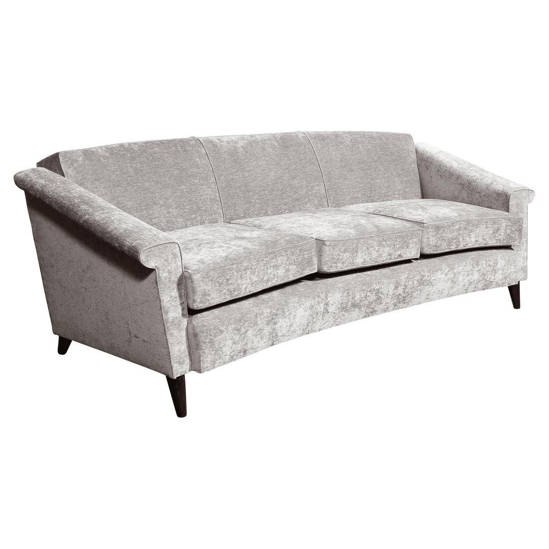 Mid-Century Modern Sofa in Smoked Pewter Velvet & Ebonized Walnut by Jules Leleu, f_32264002, from High Style Deco
