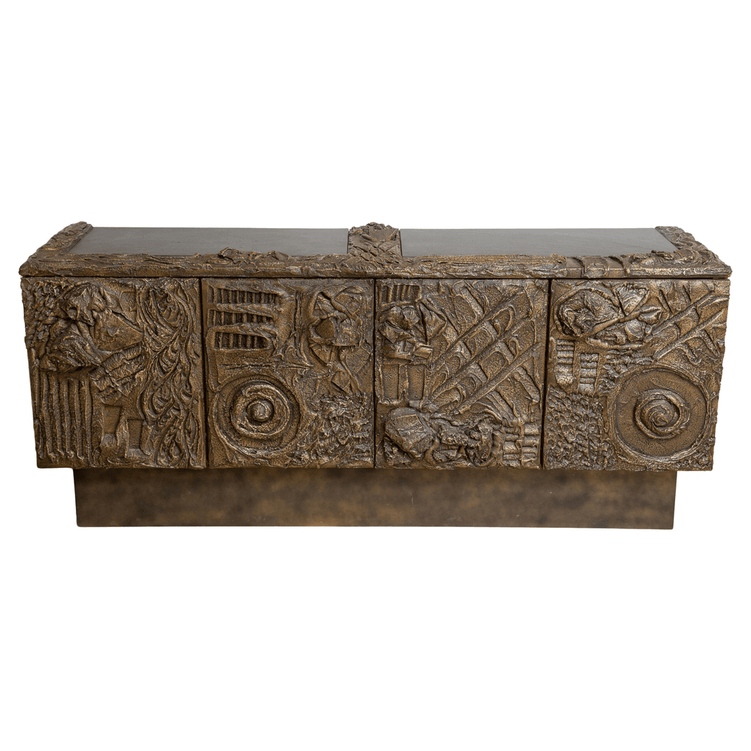 Paul Evans Sculpted Bronze Brutalist Sideboard, USA, 1969, f_44976772, from Michel Contessa Antiques and More