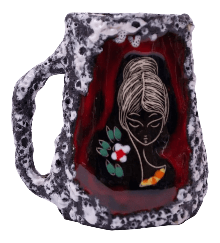 Mid-Century Italian Modern San Marino Fat Lava Ceramic and Enamel Mug / Vase With Handle, from Jarontiques