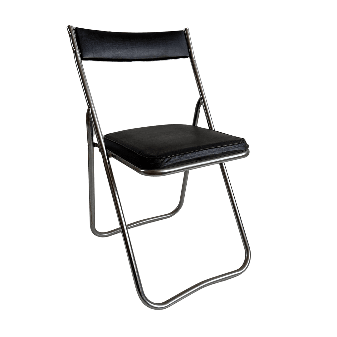FC018 JAPANESE BLACK UPHOLSTERED & CHROME FOLDING CHAIRS, FC018, from 24 Hour Mommy Daddy Props