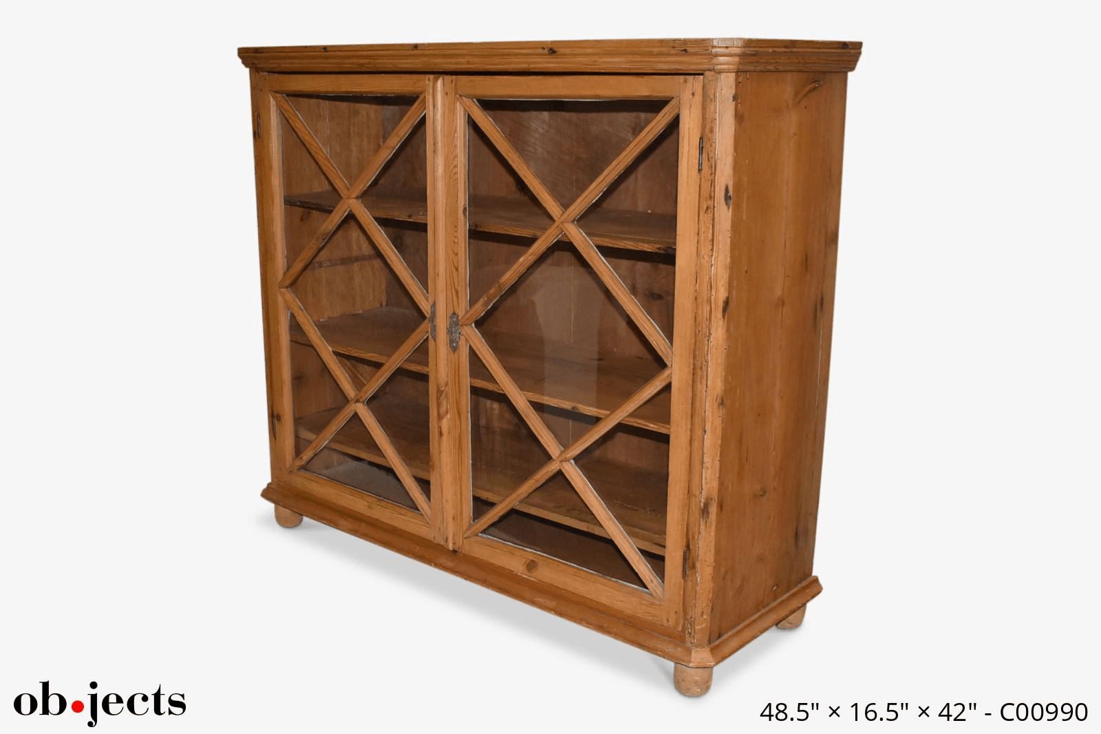 Bookcase Pine W/Glass Front, C00990, from Ob-jects