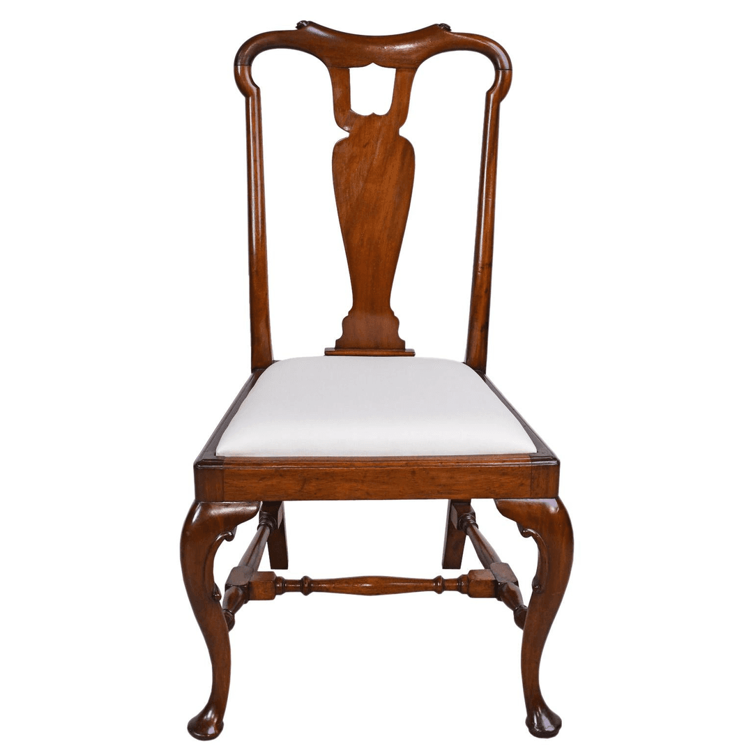 Queen Anne-Style Fiddle-Back Chair in Mahogany w/ Upholstered Slip Seat, c 1880, f_16928401, from Bonnin Ashley Antiques Inc