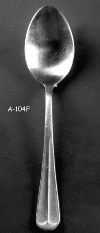 BULLION SPOON: "Colonial" stainless steel Flatware with Fiddleback pattern, A-104F, from Omega Cinema Props