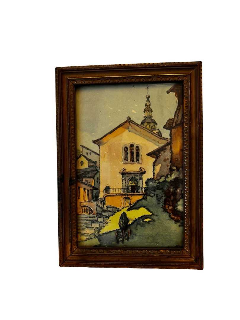 Framed Vintage Watercolor Painting, 10276, from All Set Props