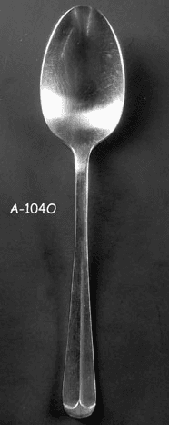 SERVING SPOON: "Colonial" stainless steel Flatware with Fiddleback pattern, A-104O, from Omega Cinema Props