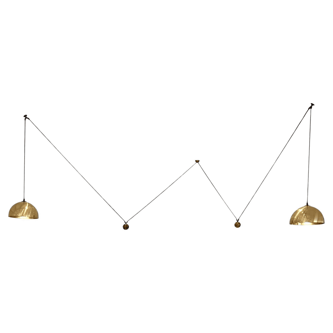 Florian Schulz Brass Double Counter Balance Adjustable Chandelier, 1980s Germany, f_45345342, from Merit