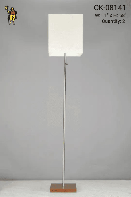 Modern Silver Floor Lamp w/Wooden Base, CK-08141, from City Knickerbocker
