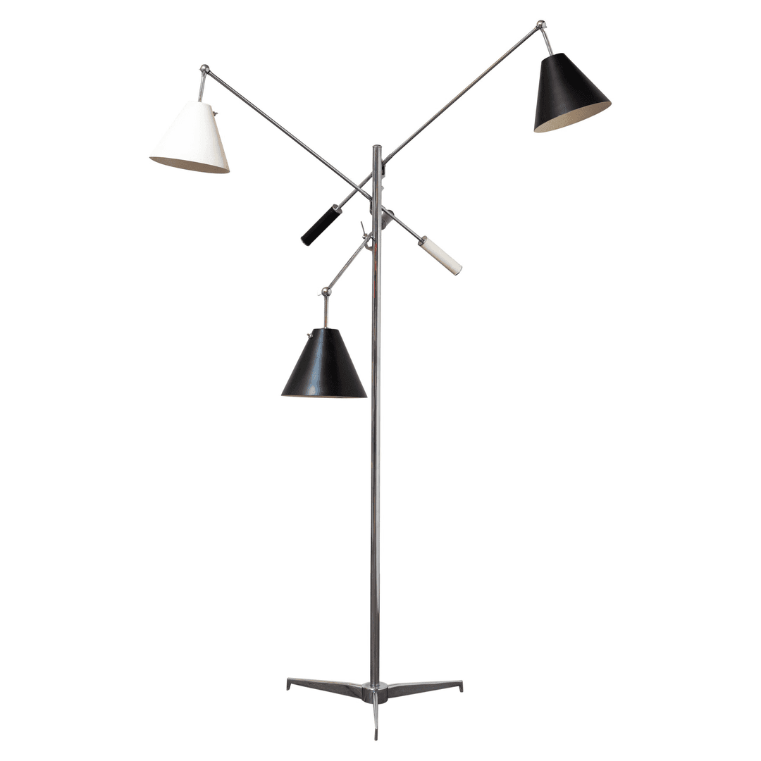 Original Angelo Lelli Triennale Lamp by Arredoluce, Black & White Shades, Chrome, f_44210882, from Open Air Modern