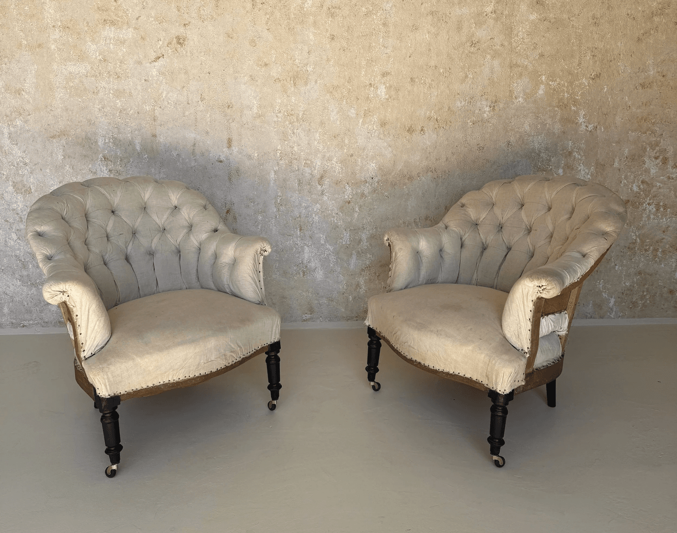 Pair of 19th C French Small Scale Napoleon III Armchairs with Diamond Tufting (SNA0225-06), from 145 Antiques