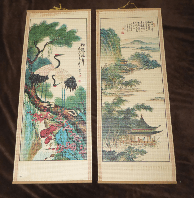 2 Painted Bamboo Scrolls, AD119, from Hard To Find Props