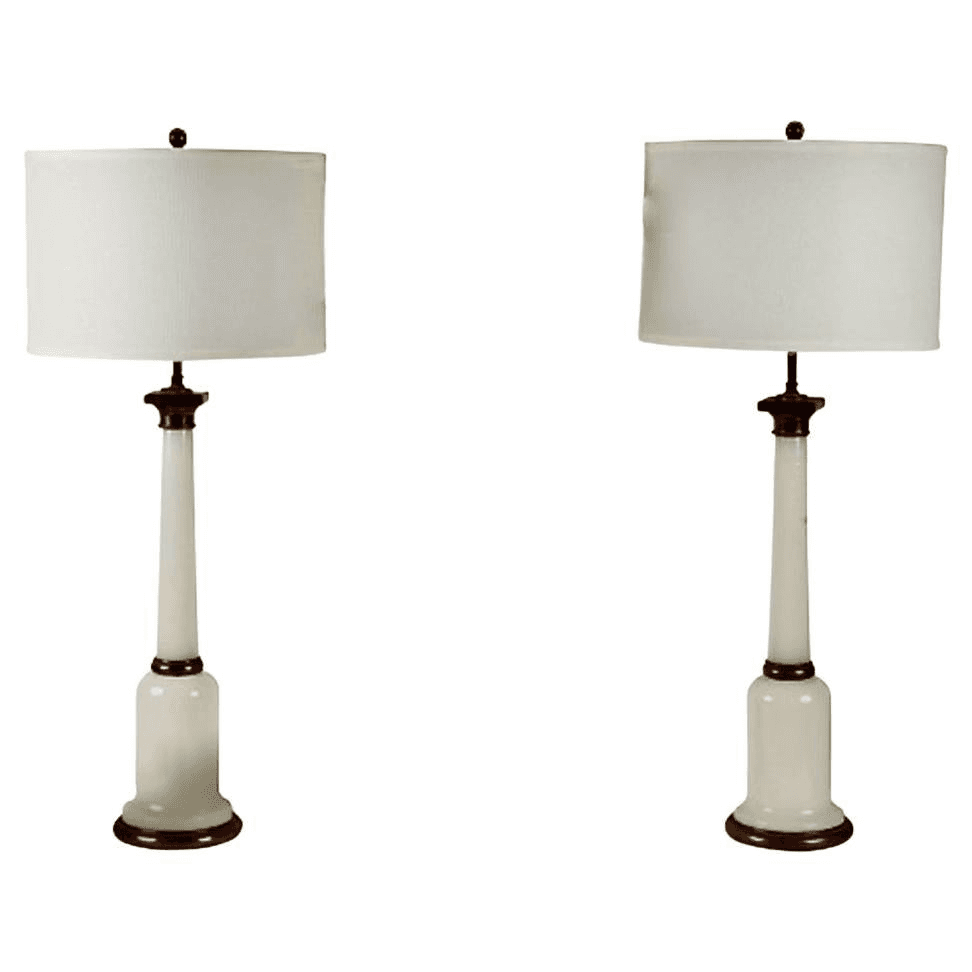 Pair French Opaline Lamps, f_45100902, from MJH Design Arts