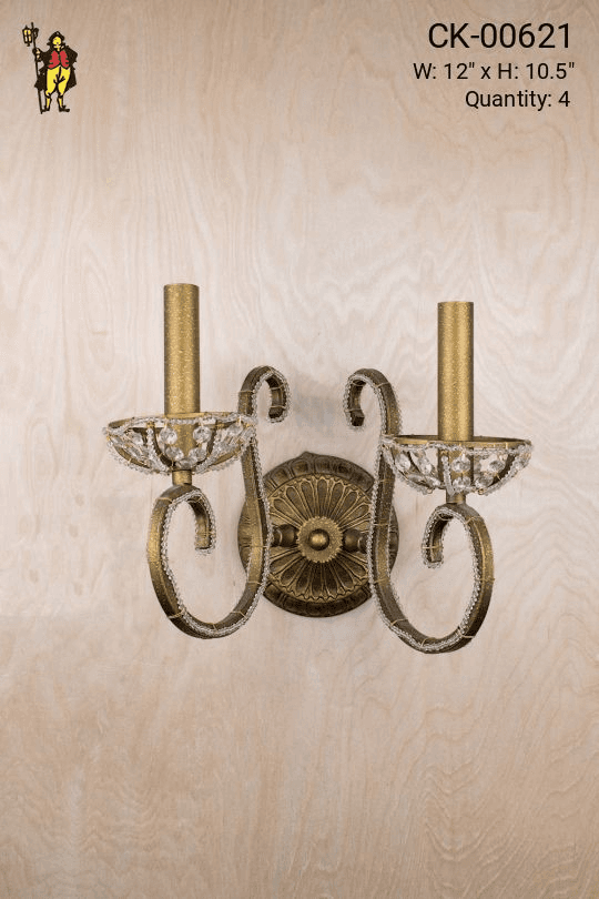 Two Candle Bronze & Crystal Wall Sconce, CK-00621, from City Knickerbocker