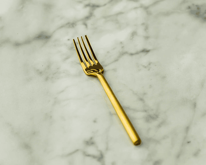 Gold Salad/Dessert Fork, from All Borough Party Rentals