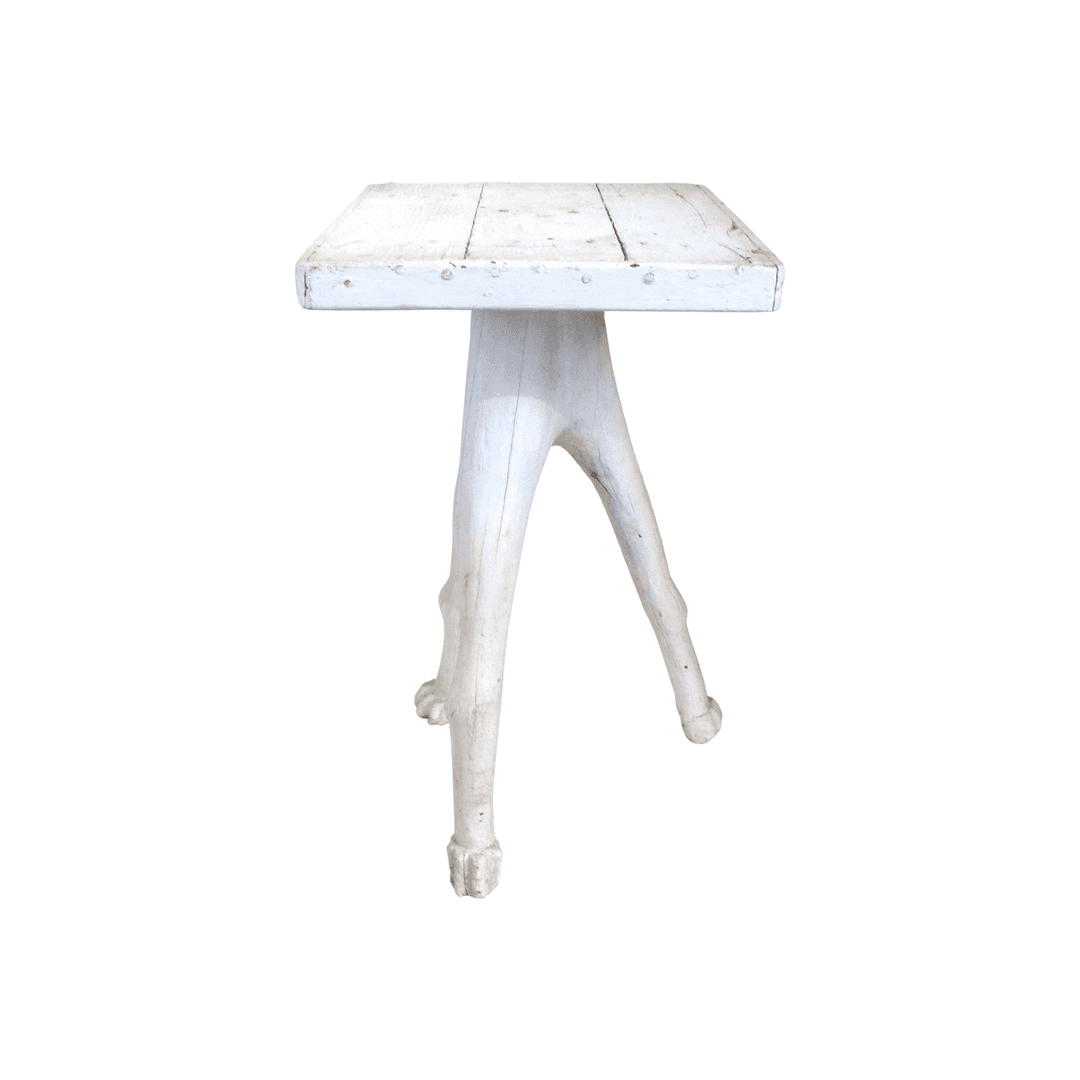 3-Legged Painted & Carved Wood Clawfoot Side Table, from The Window