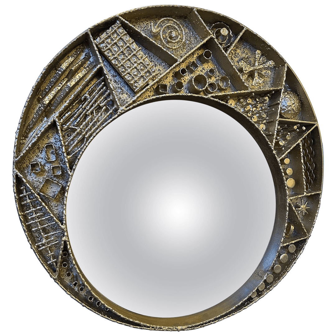 Brutalist Artisan Crafted Metalwork Framed Mirror Paul Evans Style, f_45703842, from Deco Dreams