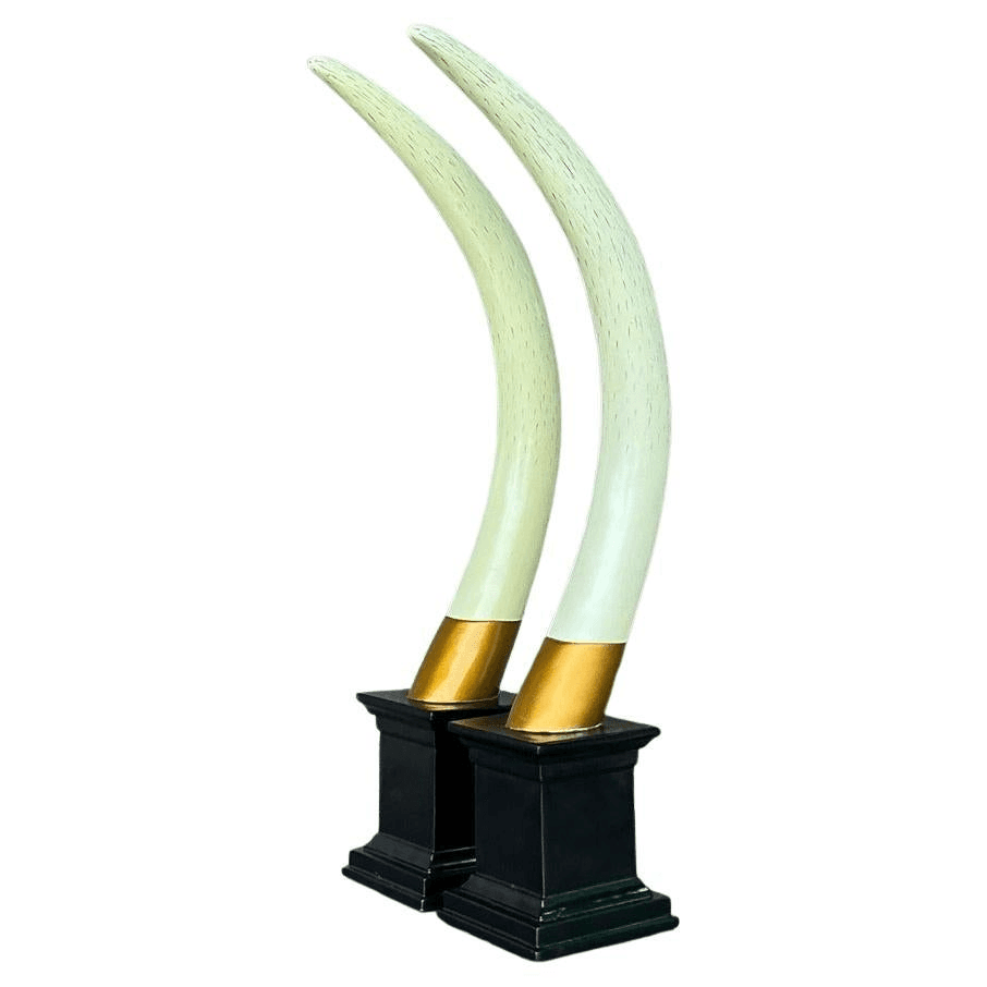 Vintage Boho Hand Painted Wooden Faux Tusks - a Pair, f_43264732, from Show Pony Palm Beach