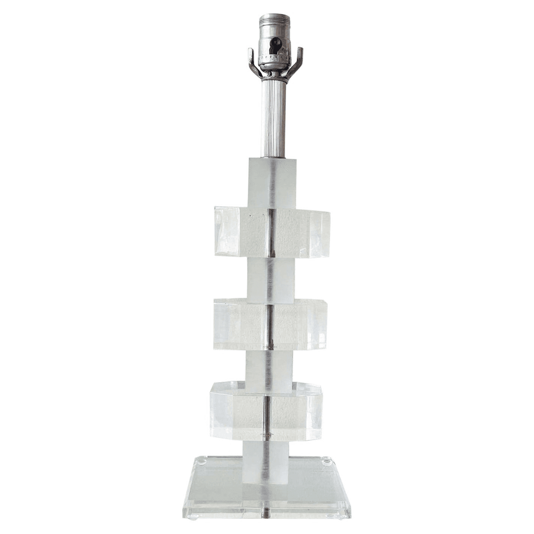Mid Century Modern Stacked Lucite Table Lamp, f_35623302, from Dolphin & Flamingo