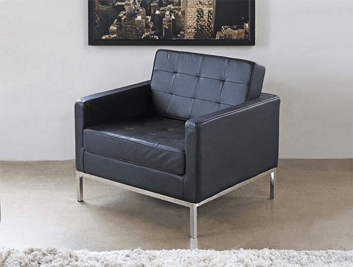 Black Leather Florence Knoll Style Club Chair, CC147, from Bridge Props