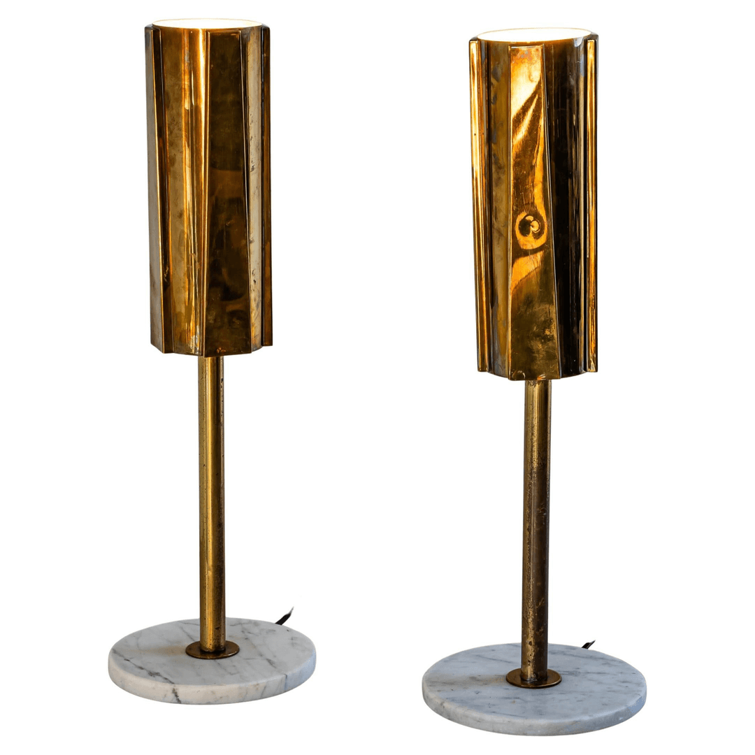Pair of Brass and Marble Table Lamps, Probably Italy, f_47692982, from Karl Kemp Antiques