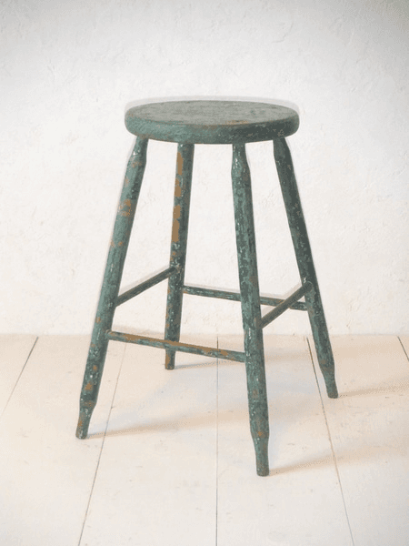 Small Rustic Green Wooden Stool, LL0014, from Limitless Props
