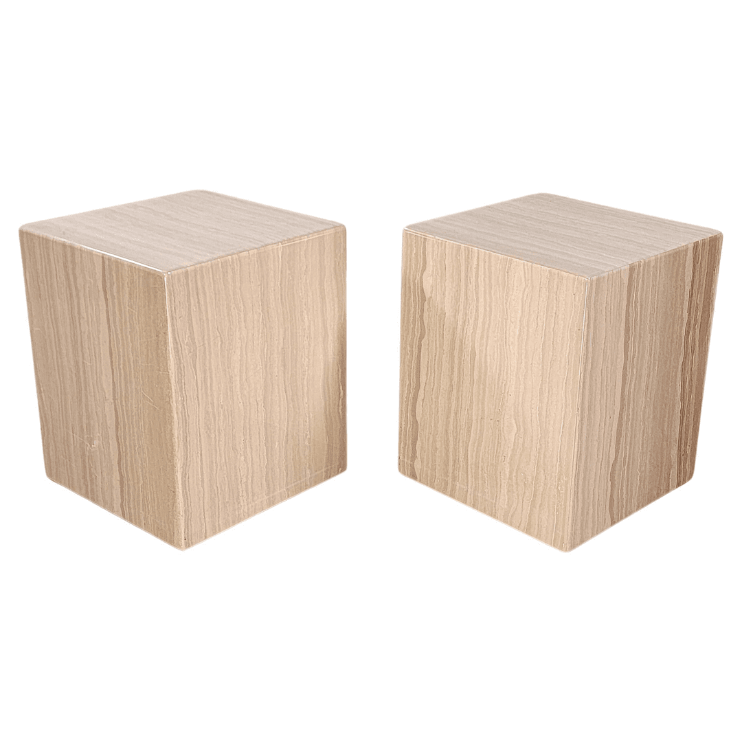 Post-Modern Travertine Cube Side Tables, f_40583682, from Select Modern