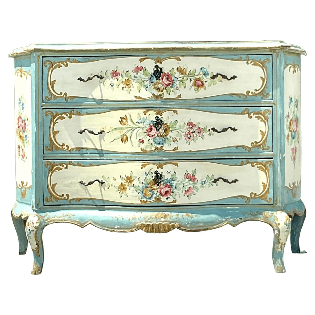 Vintage Regency Hand Painted Floral Chest of Drawers, f_46038012, from Show Pony Palm Beach