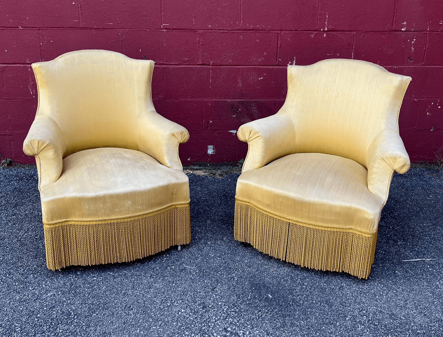 Pair of 19th Century French Napoleon III Small-Scale Armchairs with Bullion Fringe (SNA0222-15), from 145 Antiques