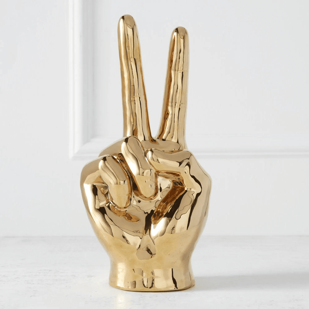 Gold Peace Sign Sculpture, from MOT Designs Props