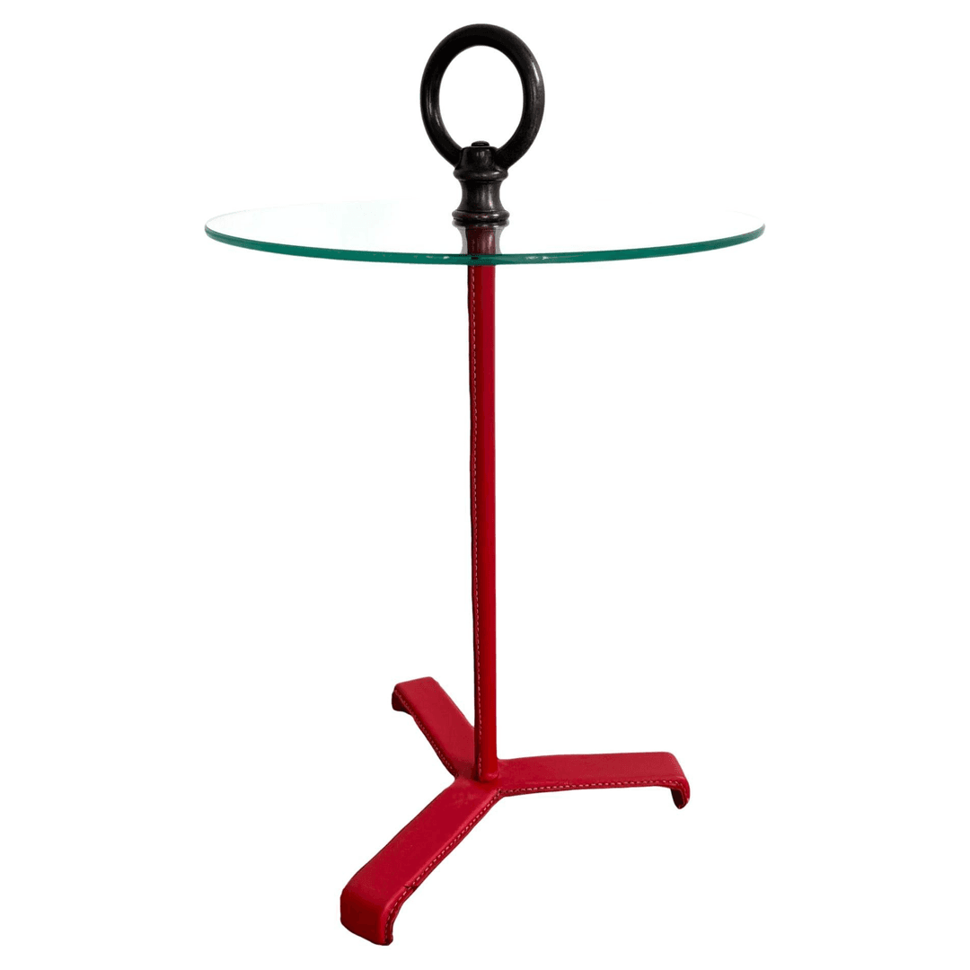Jacques Adnet Leather and Glass Cocktail Table, 1950s France, f_45302632, from Merit