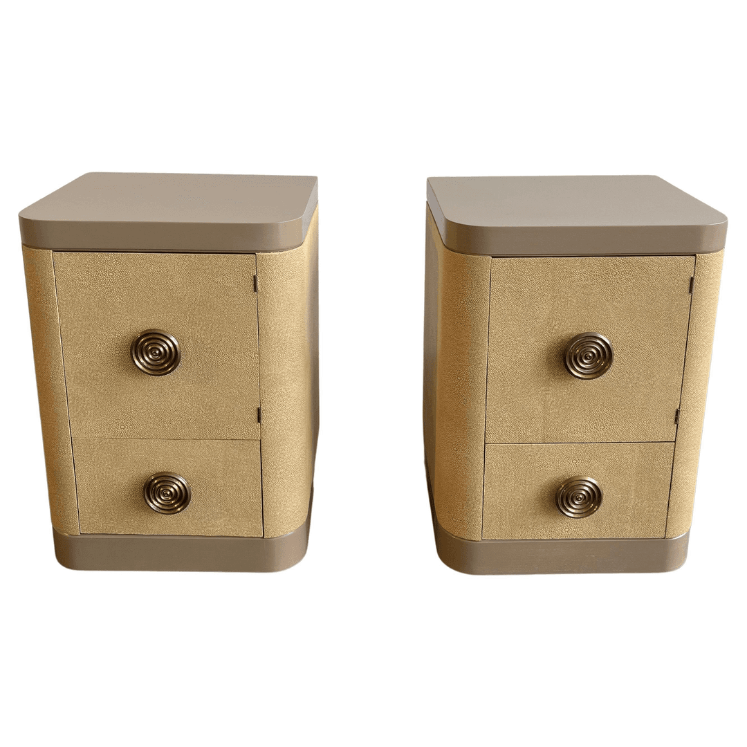 Art Deco Leather Faux Shagreen Night Stands By Gilbert Rohde, f_40105222, from City Foundry